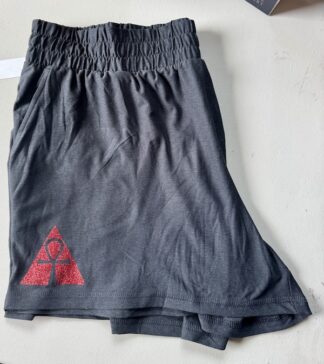 black house isador shorts with red glitter