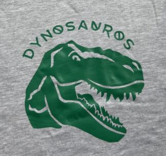 Gray Dynosauros shirt with green vinyl