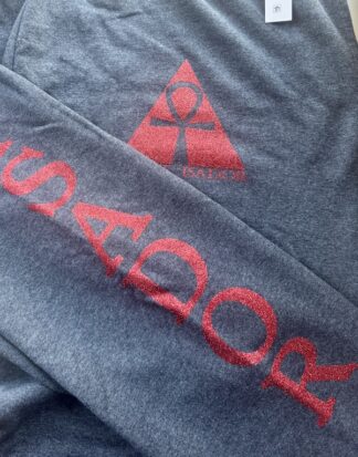 Gray House Isador sweatpants with red glitter